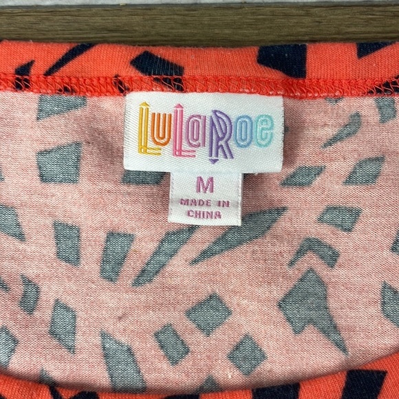 LiLaRoe Julia Coral Navy Mosiac Print Knit Dress, size XL - Picture 2 of 9